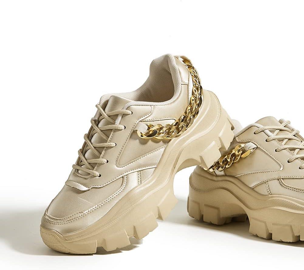 Shoes Website LUCKY STEP Women's Rhinestone Chunky Sneakers