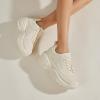 imageLUCKY STEP Women Chunky Platform Dad Colorblock White Neon Green Fuchsia Hologram Silver Casual LaceUp Walking SneakersBeige