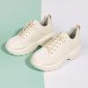 imageLUCKY STEP Women Chunky Platform Dad Colorblock White Neon Green Fuchsia Hologram Silver Casual LaceUp Walking SneakersBeige