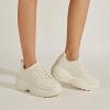 imageLUCKY STEP Women Chunky Platform Dad Colorblock White Neon Green Fuchsia Hologram Silver Casual LaceUp Walking SneakersBeige