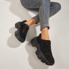 imageLUCKY STEP Women Chunky Platform Dad Colorblock White Neon Green Fuchsia Hologram Silver Casual LaceUp Walking SneakersBlack 1