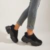 imageLUCKY STEP Women Chunky Platform Dad Colorblock White Neon Green Fuchsia Hologram Silver Casual LaceUp Walking SneakersBlack 1