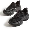 imageLUCKY STEP Women Chunky Platform Dad Colorblock White Neon Green Fuchsia Hologram Silver Casual LaceUp Walking SneakersBlack 1