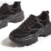 imageLUCKY STEP Women Chunky Platform Dad Colorblock White Neon Green Fuchsia Hologram Silver Casual LaceUp Walking SneakersBlack 1