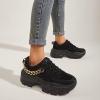 imageLUCKY STEP Women Chunky Platform Dad Colorblock White Neon Green Fuchsia Hologram Silver Casual LaceUp Walking SneakersBlack With Chain