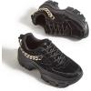 imageLUCKY STEP Women Chunky Platform Dad Colorblock White Neon Green Fuchsia Hologram Silver Casual LaceUp Walking SneakersBlack With Chain