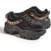 imageLUCKY STEP Women Chunky Platform Dad Colorblock White Neon Green Fuchsia Hologram Silver Casual LaceUp Walking SneakersBlack With Chain