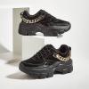 imageLUCKY STEP Women Chunky Platform Dad Colorblock White Neon Green Fuchsia Hologram Silver Casual LaceUp Walking SneakersBlack With Chain