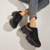 imageLUCKY STEP Women Chunky Platform Dad Colorblock White Neon Green Fuchsia Hologram Silver Casual LaceUp Walking SneakersBlack With Chain
