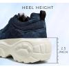 imageLUCKY STEP Women Chunky Platform Dad Colorblock White Neon Green Fuchsia Hologram Silver Casual LaceUp Walking SneakersDark Denim Blue
