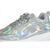 imageLUCKY STEP Women Chunky Platform Dad Colorblock White Neon Green Fuchsia Hologram Silver Casual LaceUp Walking SneakersHologram Silver