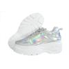 imageLUCKY STEP Women Chunky Platform Dad Colorblock White Neon Green Fuchsia Hologram Silver Casual LaceUp Walking SneakersHologram Silver