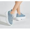 imageLUCKY STEP Women Chunky Platform Dad Colorblock White Neon Green Fuchsia Hologram Silver Casual LaceUp Walking SneakersLight Denim Blue