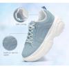 imageLUCKY STEP Women Chunky Platform Dad Colorblock White Neon Green Fuchsia Hologram Silver Casual LaceUp Walking SneakersLight Denim Blue