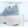 imageLUCKY STEP Women Chunky Platform Dad Colorblock White Neon Green Fuchsia Hologram Silver Casual LaceUp Walking SneakersLight Denim Blue