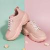 imageLUCKY STEP Women Chunky Platform Dad Colorblock White Neon Green Fuchsia Hologram Silver Casual LaceUp Walking SneakersPink