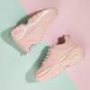 imageLUCKY STEP Women Chunky Platform Dad Colorblock White Neon Green Fuchsia Hologram Silver Casual LaceUp Walking SneakersPink