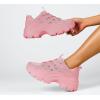imageLUCKY STEP Women Chunky Platform Dad Colorblock White Neon Green Fuchsia Hologram Silver Casual LaceUp Walking SneakersPink Rhinestone