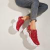 imageLUCKY STEP Women Chunky Platform Dad Colorblock White Neon Green Fuchsia Hologram Silver Casual LaceUp Walking SneakersRed With Chain