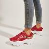 imageLUCKY STEP Women Chunky Platform Dad Colorblock White Neon Green Fuchsia Hologram Silver Casual LaceUp Walking SneakersRed With Chain