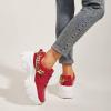 imageLUCKY STEP Women Chunky Platform Dad Colorblock White Neon Green Fuchsia Hologram Silver Casual LaceUp Walking SneakersRed With Chain