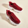 imageLUCKY STEP Women Chunky Platform Dad Colorblock White Neon Green Fuchsia Hologram Silver Casual LaceUp Walking SneakersRed With Chain