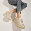 imageLUCKY STEP Women Chunky Platform Dad Colorblock White Neon Green Fuchsia Hologram Silver Casual LaceUp Walking SneakersRose Gold