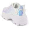 imageLUCKY STEP Women Chunky Platform Dad Colorblock White Neon Green Fuchsia Hologram Silver Casual LaceUp Walking SneakersWhite Hologram
