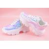 imageLUCKY STEP Women Chunky Platform Dad Colorblock White Neon Green Fuchsia Hologram Silver Casual LaceUp Walking SneakersWhite Hologram