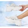 imageLUCKY STEP Women Chunky Platform Dad Colorblock White Neon Green Fuchsia Hologram Silver Casual LaceUp Walking SneakersWhite Rhinestone