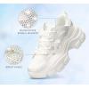 imageLUCKY STEP Women Chunky Platform Dad Colorblock White Neon Green Fuchsia Hologram Silver Casual LaceUp Walking SneakersWhite Rhinestone