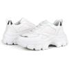 imageLUCKY STEP Women Chunky Platform Dad Colorblock White Neon Green Fuchsia Hologram Silver Casual LaceUp Walking SneakersWhiteSilver
