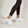 imageLUCKY STEP Women Chunky Platform Dad Colorblock White Neon Green Fuchsia Hologram Silver Casual LaceUp Walking SneakersWhiteSilver