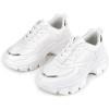 imageLUCKY STEP Women Chunky Platform Dad Colorblock White Neon Green Fuchsia Hologram Silver Casual LaceUp Walking SneakersWhiteSilver