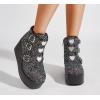 imageLUCKY STEP Women Platform Chunky Ankle Boots  Round Toe Zipper Wedges High Heels Rave Buckle Thick Sole Goth BootiesBlack Glitter