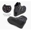 imageLUCKY STEP Women Platform Chunky Ankle Boots  Round Toe Zipper Wedges High Heels Rave Buckle Thick Sole Goth BootiesBlack Glitter