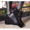 imageLUCKY STEP Women Platform Chunky Ankle Boots  Round Toe Zipper Wedges High Heels Rave Buckle Thick Sole Goth BootiesBlack Rhinestone