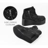 imageLUCKY STEP Women Platform Chunky Ankle Boots  Round Toe Zipper Wedges High Heels Rave Buckle Thick Sole Goth BootiesBlack Rhinestone