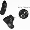 imageLUCKY STEP Women Platform Chunky Ankle Boots  Round Toe Zipper Wedges High Heels Rave Buckle Thick Sole Goth BootiesBlack Rhinestone