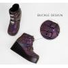 imageLUCKY STEP Women Platform Chunky Ankle Boots  Round Toe Zipper Wedges High Heels Rave Buckle Thick Sole Goth BootiesNavy Reflec