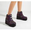 imageLUCKY STEP Women Platform Chunky Ankle Boots  Round Toe Zipper Wedges High Heels Rave Buckle Thick Sole Goth BootiesNavy Reflec