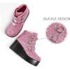 imageLUCKY STEP Women Platform Chunky Ankle Boots  Round Toe Zipper Wedges High Heels Rave Buckle Thick Sole Goth BootiesPinkBlack Glitter