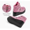 imageLUCKY STEP Women Platform Chunky Ankle Boots  Round Toe Zipper Wedges High Heels Rave Buckle Thick Sole Goth BootiesPinkBlack Glitter