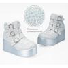imageLUCKY STEP Women Platform Chunky Ankle Boots  Round Toe Zipper Wedges High Heels Rave Buckle Thick Sole Goth BootiesSilver Rhinestone