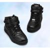 imageLUCKY STEP Womens High Top Fashion Sneakers Basketball Ankle Boots Walking Tennis Shoes Platform Hook and Loop Casual Faux Leather SneakerAll Black