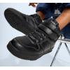 imageLUCKY STEP Womens High Top Fashion Sneakers Basketball Ankle Boots Walking Tennis Shoes Platform Hook and Loop Casual Faux Leather SneakerAll Black