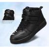 imageLUCKY STEP Womens High Top Fashion Sneakers Basketball Ankle Boots Walking Tennis Shoes Platform Hook and Loop Casual Faux Leather SneakerAll Black