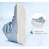 imageLUCKY STEP Womens High Top Fashion Sneakers Basketball Ankle Boots Walking Tennis Shoes Platform Hook and Loop Casual Faux Leather SneakerBlue Hologram