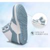 imageLUCKY STEP Womens High Top Fashion Sneakers Basketball Ankle Boots Walking Tennis Shoes Platform Hook and Loop Casual Faux Leather SneakerDenim Blue