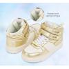 imageLUCKY STEP Womens High Top Fashion Sneakers Basketball Ankle Boots Walking Tennis Shoes Platform Hook and Loop Casual Faux Leather SneakerGold